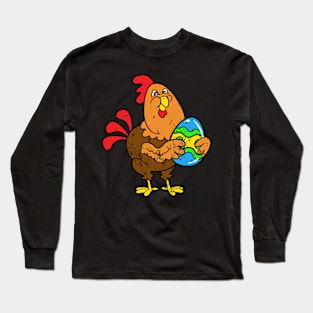 Retro Vintage Grunge Easter Chicken Long Sleeve T-Shirt